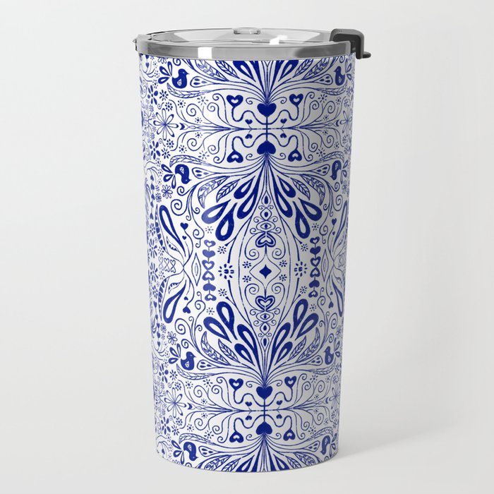 Chinoiserie Folk Seamless Pattern Travel Mug Gallery Image 2