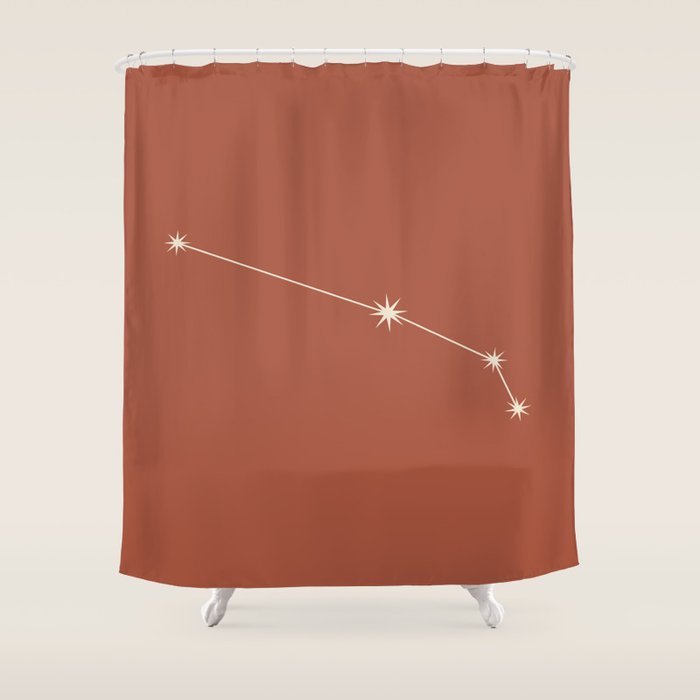 Aries Zodiac Star Constellation Line Art Terracotta Red Shower Curtain Gallery Image 1