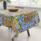 Italian,Sicilian art,holy Mary,Virgin Mary,maiolica,tiles,lemons,Citrus  Tablecloth Gallery Image 3