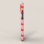 Love Hearts - pink hearts on red iPhone Case Gallery Image 2