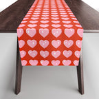 Love Hearts - pink hearts on red Table Runner Gallery Image 1