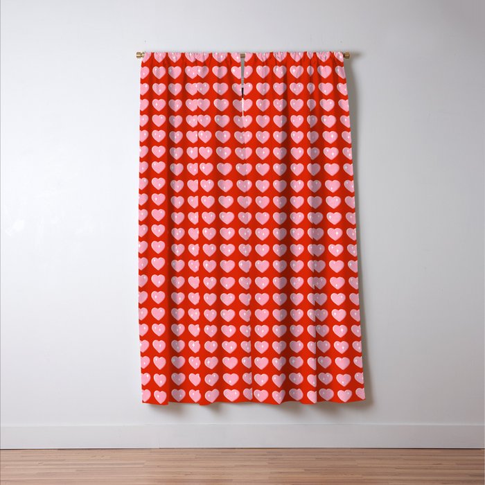 Love Hearts - pink hearts on red Window Curtain Gallery Image 3