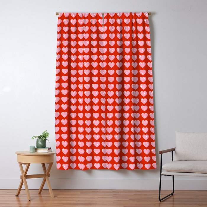 Love Hearts - pink hearts on red Window Curtain Gallery Image 5