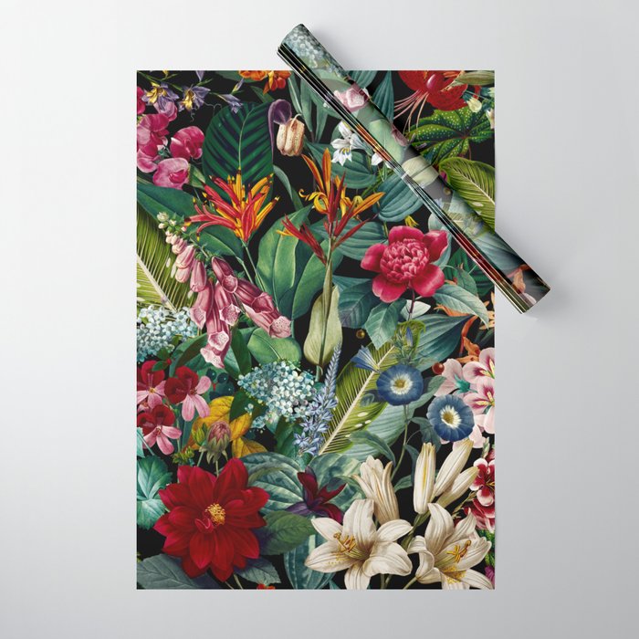 Chintzy Florals - Night Wrapping Paper Gallery Image 1
