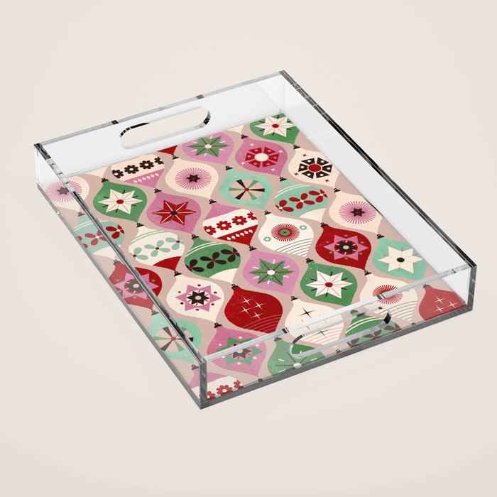 Festive Baubles Pattern Acrylic Tray Gallery Image 1