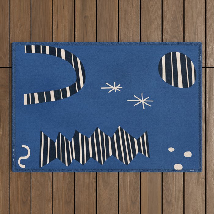 Composition j -blue Outdoor Rug Gallery Image 1