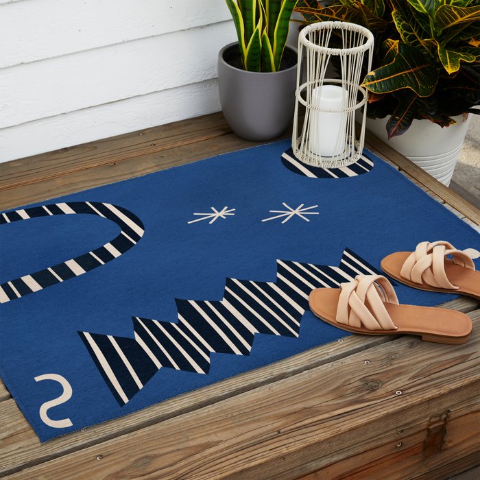 Composition j -blue Outdoor Rug Gallery Image 2