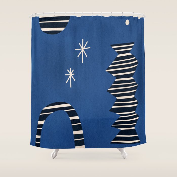 Composition j -blue Shower Curtain Gallery Image 1