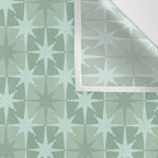 Mid Century Modern Atomic Stars Checkered Starburst Pattern in Retro Sea Glass Green Tone Wall Tapestry Gallery Image 3