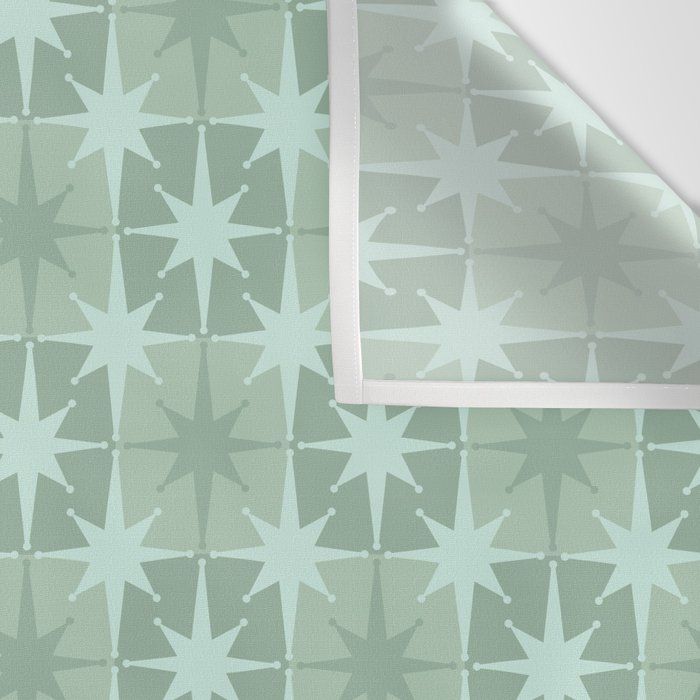 Mid Century Modern Atomic Stars Checkered Starburst Pattern in Retro Sea Glass Green Tone Wall Tapestry Gallery Image 3