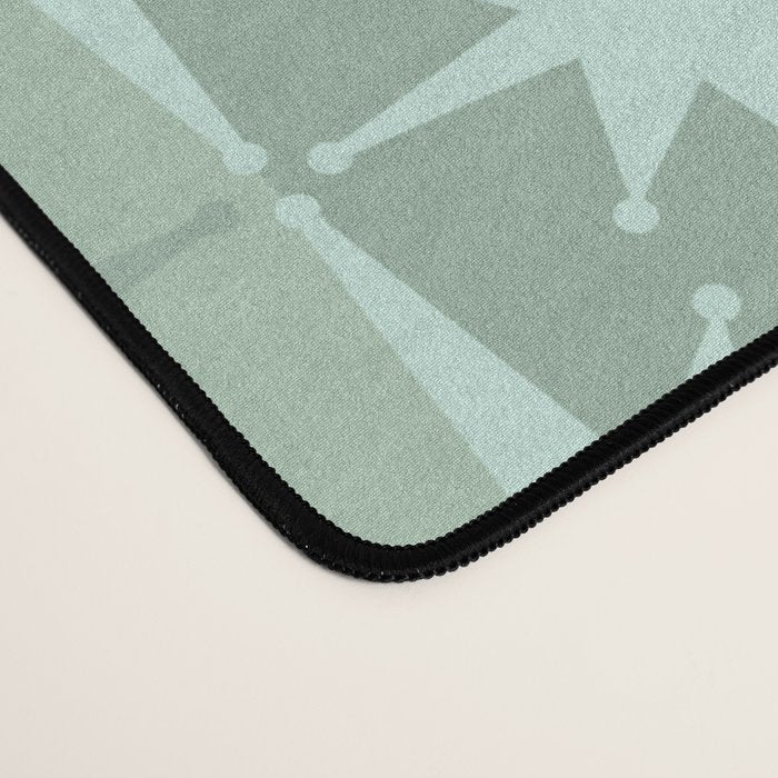 Mid Century Modern Atomic Stars Checkered Starburst Pattern in Retro Sea Glass Green Tone Desk Mat Gallery Image 4