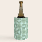 Mid Century Modern Atomic Stars Checkered Starburst Pattern in Retro Sea Glass Green Tone Wine Chiller Gallery Image 2