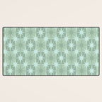 Mid Century Modern Atomic Stars Checkered Starburst Pattern in Retro Sea Glass Green Tone Desk Mat Gallery Image 3