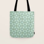 Mid Century Modern Atomic Stars Checkered Starburst Pattern in Retro Sea Glass Green Tone Tote Bag Gallery Image 1