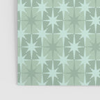 Mid Century Modern Atomic Stars Checkered Starburst Pattern in Retro Sea Glass Green Tone Poster Gallery Image 3