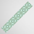 Mid Century Modern Atomic Stars Checkered Starburst Pattern in Retro Sea Glass Green Tone Table Runner Gallery Image 3