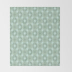 Mid Century Modern Atomic Stars Checkered Starburst Pattern in Retro Sea Glass Green Tone Throw Blanket Gallery Image 2