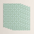 Mid Century Modern Atomic Stars Checkered Starburst Pattern in Retro Sea Glass Green Tone Wrapping Paper Gallery Image 3