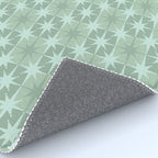 Mid Century Modern Atomic Stars Checkered Starburst Pattern in Retro Sea Glass Green Tone Rug Gallery Image 4