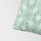 Mid Century Modern Atomic Stars Checkered Starburst Pattern in Retro Sea Glass Green Tone Pillow Sham Gallery Image 4