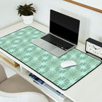 Mid Century Modern Atomic Stars Checkered Starburst Pattern in Retro Sea Glass Green Tone Desk Mat Gallery Image 2