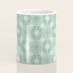Mid Century Modern Atomic Stars Checkered Starburst Pattern in Retro Sea Glass Green Tone Coffee Mug Gallery Image 4