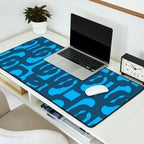 Mid Century Modern Blue Loop Abstract Pattern Desk Mat Gallery Image 2
