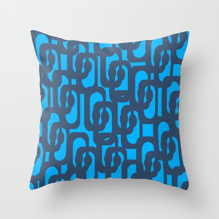 Mid Century Modern Blue Loop Abstract Pattern Throw Pillow Gallery Image 6