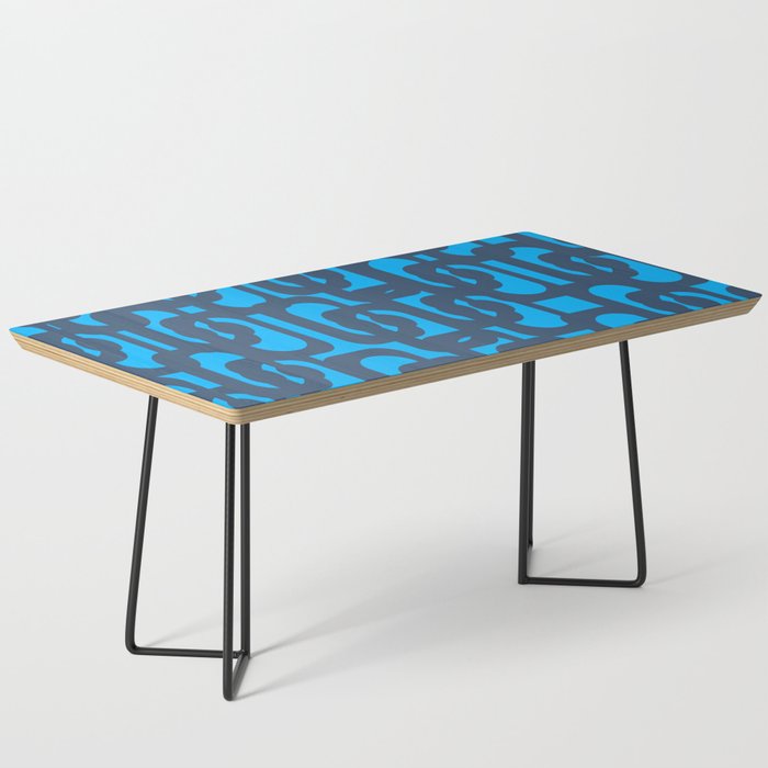 Mid Century Modern Blue Loop Abstract Pattern Coffee Table Gallery Image 1