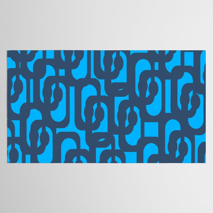 Mid Century Modern Blue Loop Abstract Pattern Tablecloth Gallery Image 2