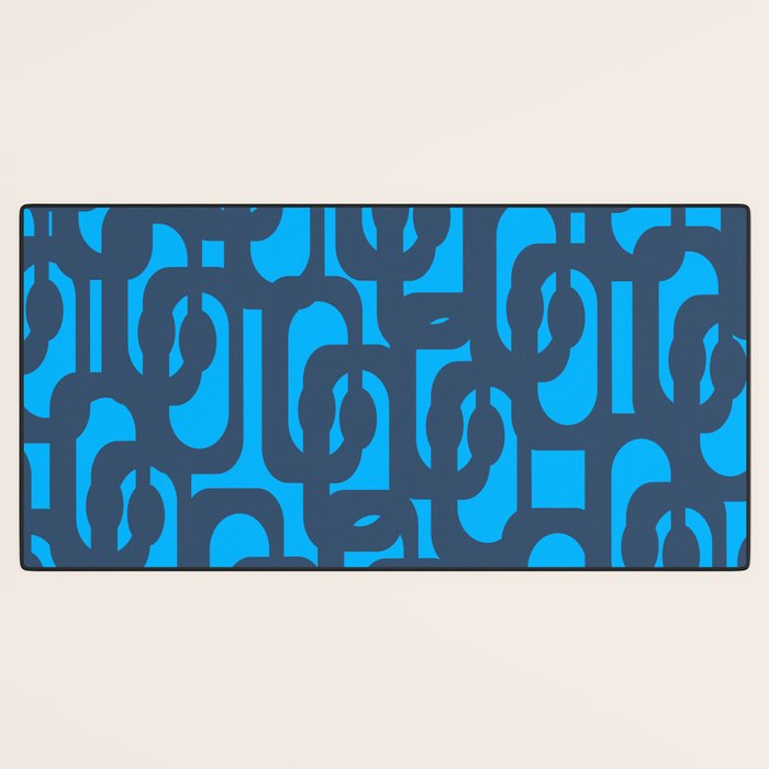 Mid Century Modern Blue Loop Abstract Pattern Desk Mat Gallery Image 3