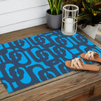 Mid Century Modern Blue Loop Abstract Pattern Outdoor Rug Gallery Image 2