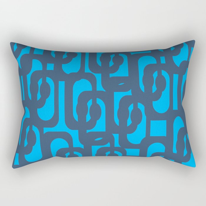 Mid Century Modern Blue Loop Abstract Pattern Rectangular Pillow Gallery Image 2