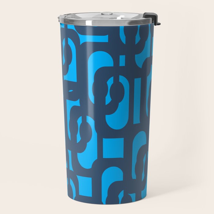 Mid Century Modern Blue Loop Abstract Pattern Travel Mug Gallery Image 2