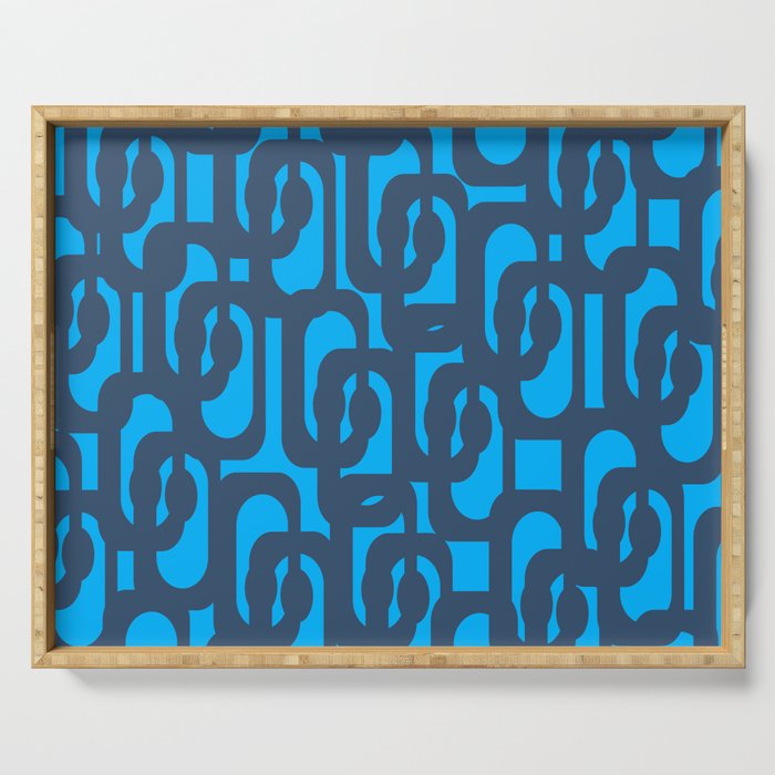 Mid Century Modern Blue Loop Abstract Pattern Serving Tray Gallery Image 1
