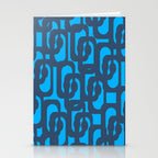 Mid Century Modern Blue Loop Abstract Pattern Stationery Card Gallery Image 2