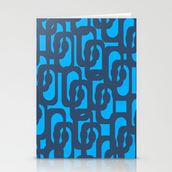 Mid Century Modern Blue Loop Abstract Pattern Stationery Card Gallery Image 2