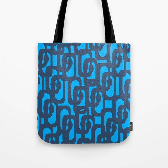 Mid Century Modern Blue Loop Abstract Pattern Tote Bag Gallery Image 1