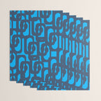 Mid Century Modern Blue Loop Abstract Pattern Wrapping Paper Gallery Image 3