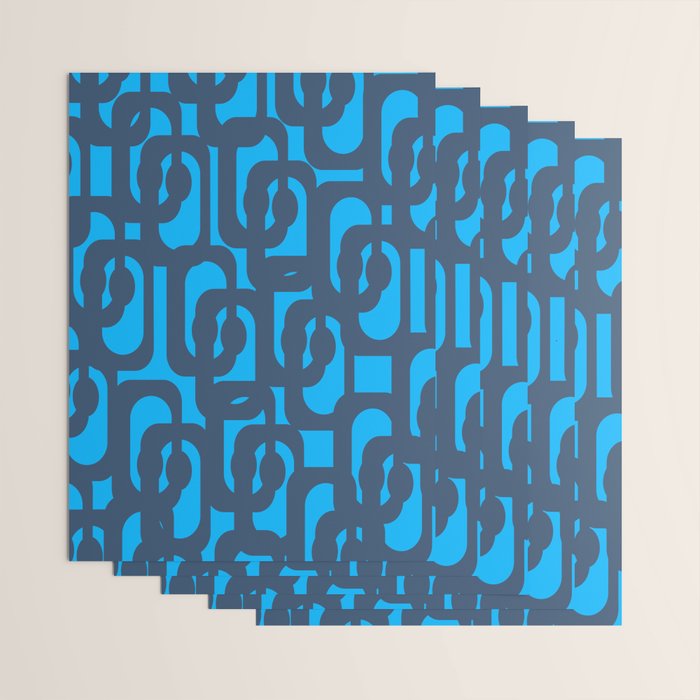 Mid Century Modern Blue Loop Abstract Pattern Wrapping Paper Gallery Image 3