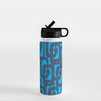 Mid Century Modern Blue Loop Abstract Pattern Water Bottle Gallery Image 1