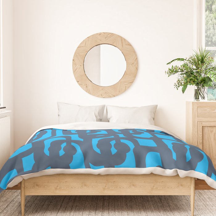 Mid Century Modern Blue Loop Abstract Pattern Duvet Cover Gallery Image 3