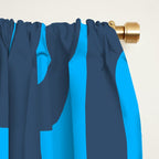Mid Century Modern Blue Loop Abstract Pattern Window Curtain Gallery Image 2