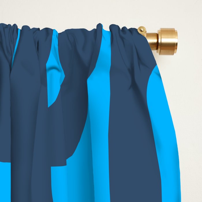 Mid Century Modern Blue Loop Abstract Pattern Window Curtain Gallery Image 2