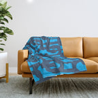 Mid Century Modern Blue Loop Abstract Pattern Throw Blanket Gallery Image 1