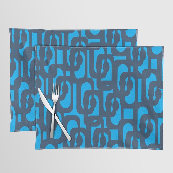 Mid Century Modern Blue Loop Abstract Pattern Placemat Gallery Image 1