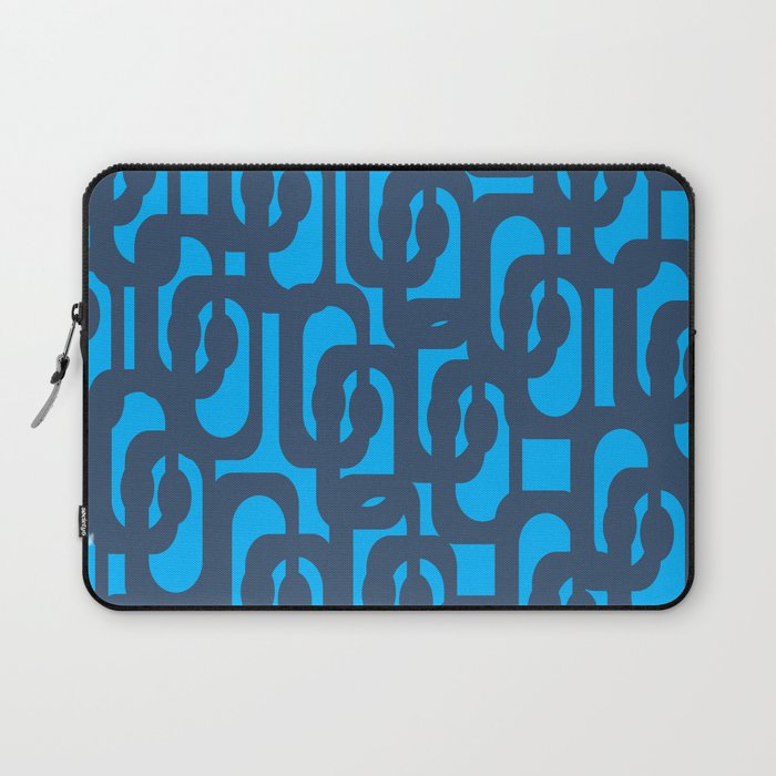 Mid Century Modern Blue Loop Abstract Pattern Laptop Sleeve Gallery Image 1