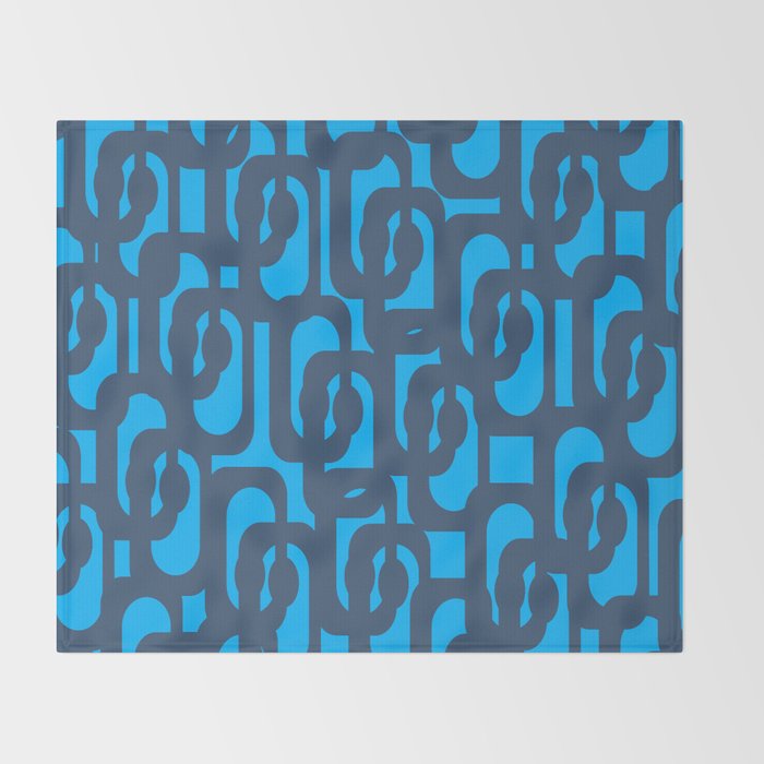 Mid Century Modern Blue Loop Abstract Pattern Throw Blanket Gallery Image 2