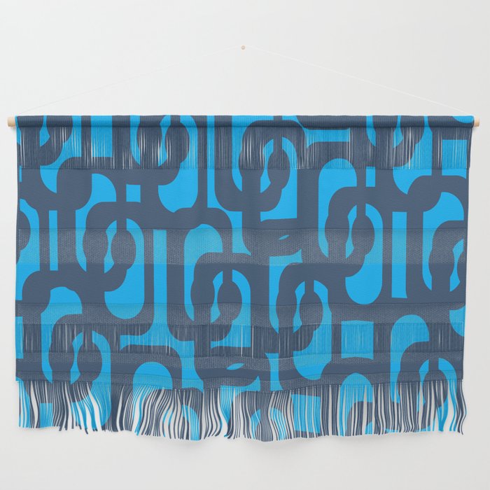 Mid Century Modern Blue Loop Abstract Pattern Wall Hanging Gallery Image 1