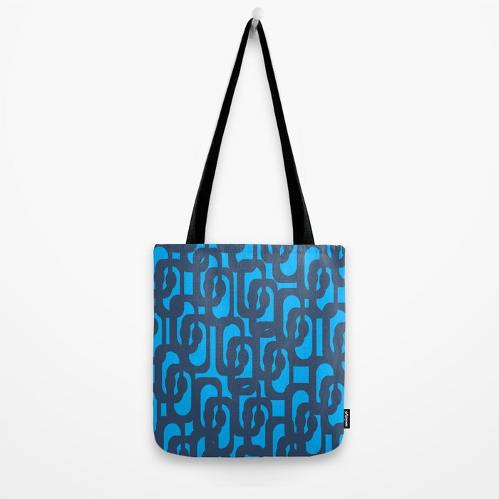 Mid Century Modern Blue Loop Abstract Pattern Tote Bag Gallery Image 2